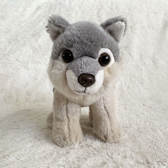 SOS Save Our Space Gray Wolf Coyote Cub 7” Plush Realistic Stuffed Animal Toy - Picture 1 of 6